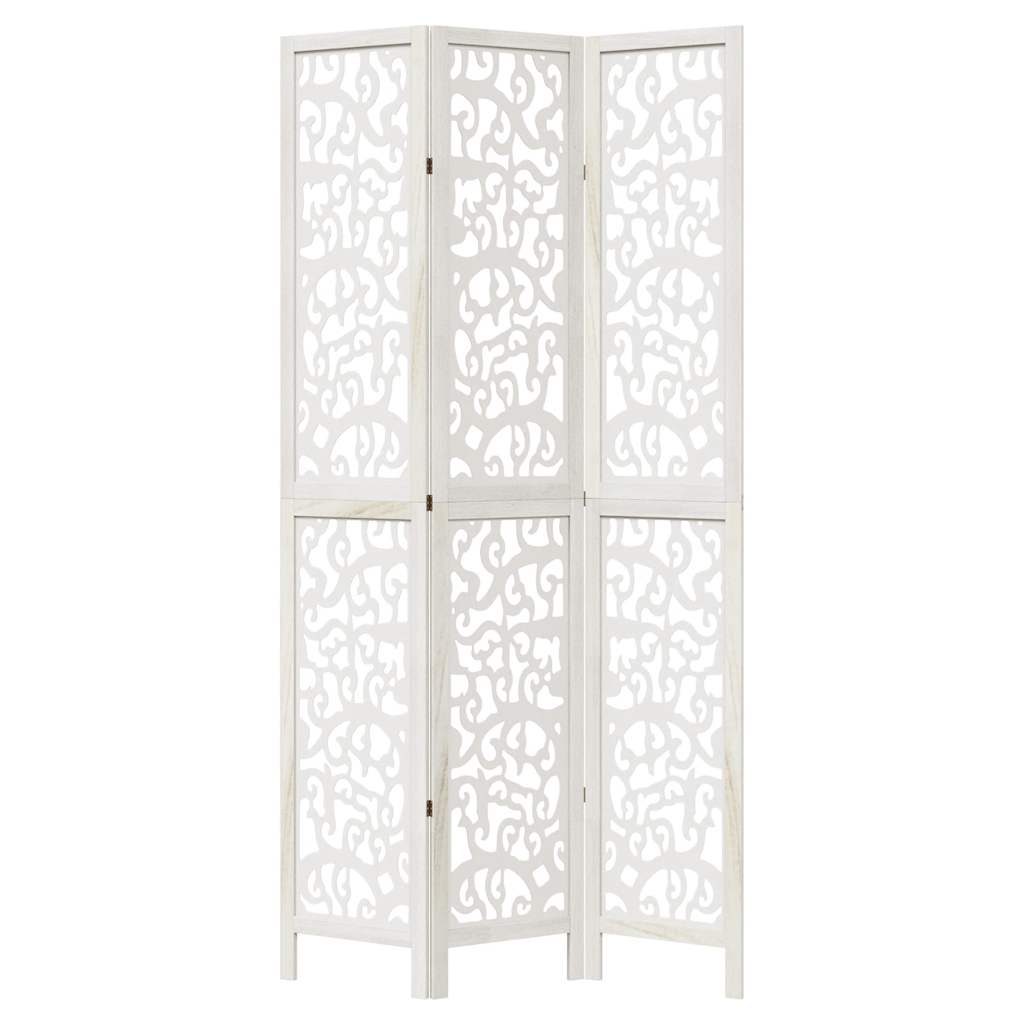 Divisorio Ambienti 3Pannelli Bianco Legno Massello di Paulownia