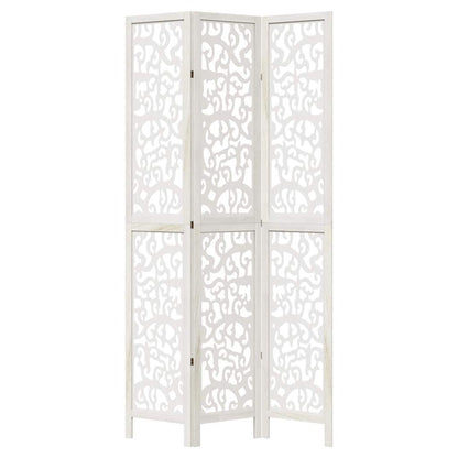 Divisorio Ambienti 3Pannelli Bianco Legno Massello di Paulownia
