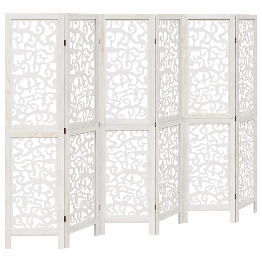 Divisorio Ambienti 6Pannelli Bianco Legno Massello di Paulownia