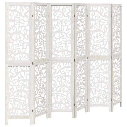 Divisorio Ambienti 6Pannelli Bianco Legno Massello di Paulownia