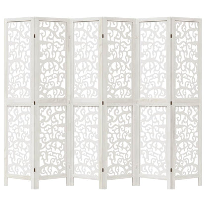 Divisorio Ambienti 6Pannelli Bianco Legno Massello di Paulownia