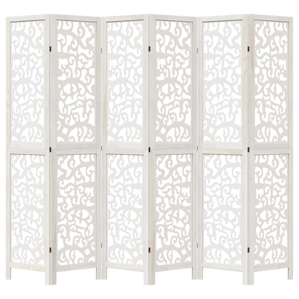 Divisorio Ambienti 6Pannelli Bianco Legno Massello di Paulownia