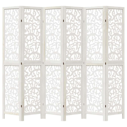 Divisorio Ambienti 6Pannelli Bianco Legno Massello di Paulownia