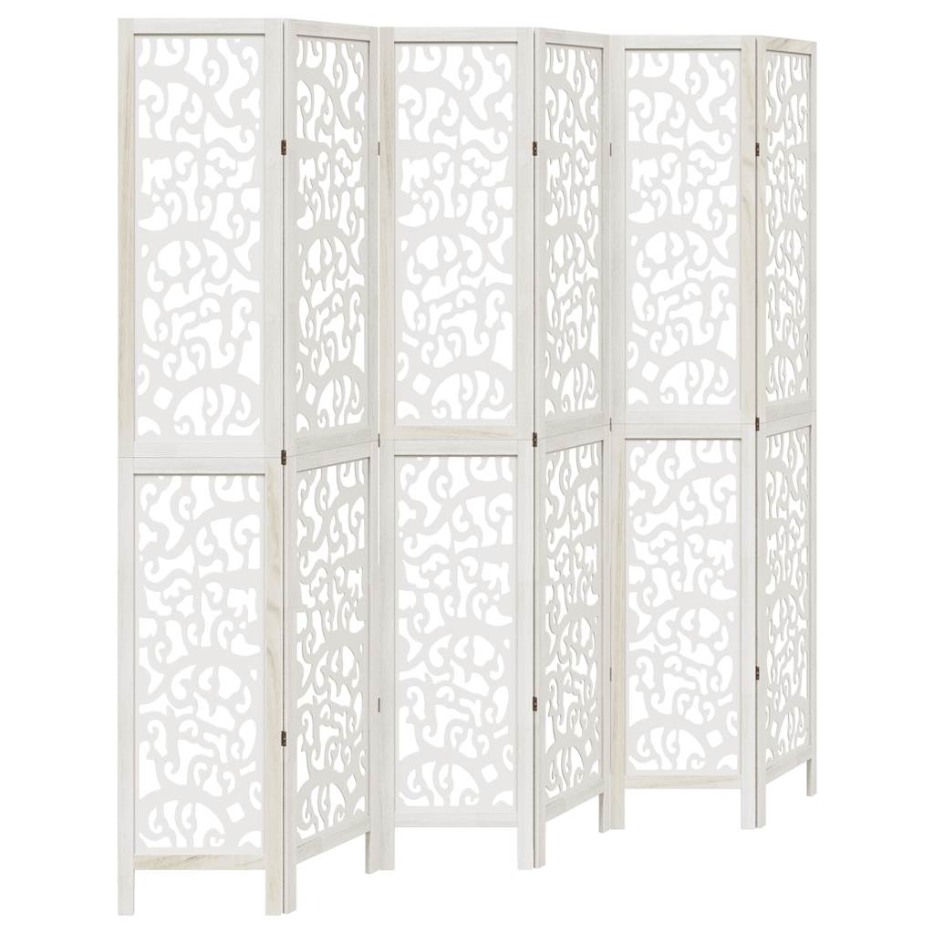 Divisorio Ambienti 6Pannelli Bianco Legno Massello di Paulownia