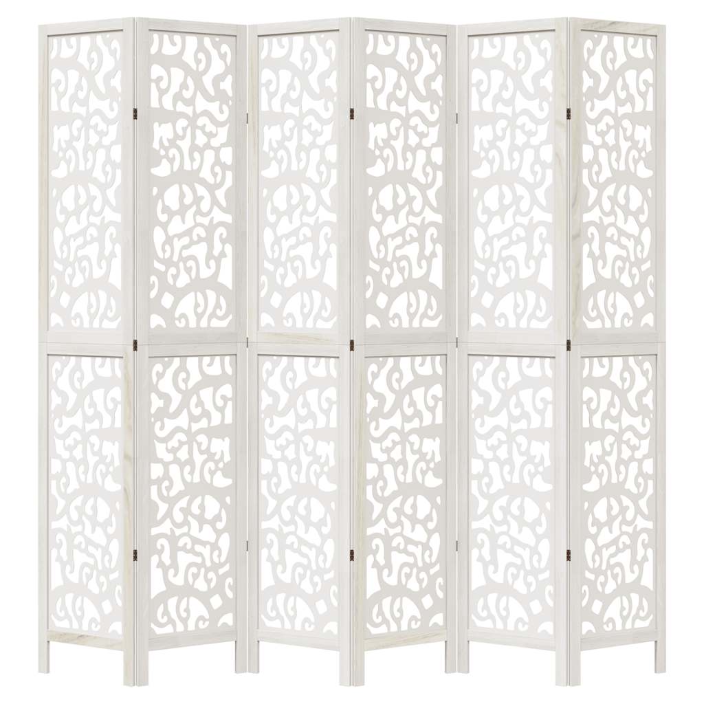 Divisorio Ambienti 6Pannelli Bianco Legno Massello di Paulownia