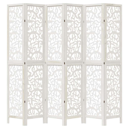 Divisorio Ambienti 6Pannelli Bianco Legno Massello di Paulownia
