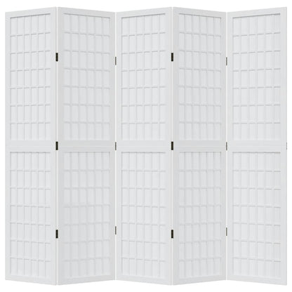 Divisorio Ambienti 5Pannelli Bianco Legno Massello di Paulownia