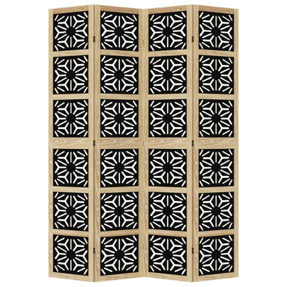 Divisorio Ambienti 4 Pannelli Marrone e Nero Massello Paulownia