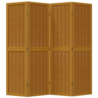 Divisorio Ambienti 4 Pannelli Marrone Legno Massello Paulownia