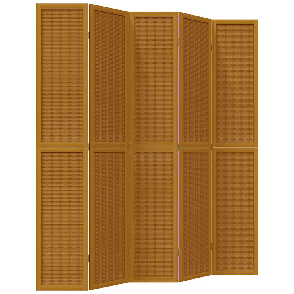 Divisorio Ambienti 5 Pannelli Marrone Legno Massello Paulownia