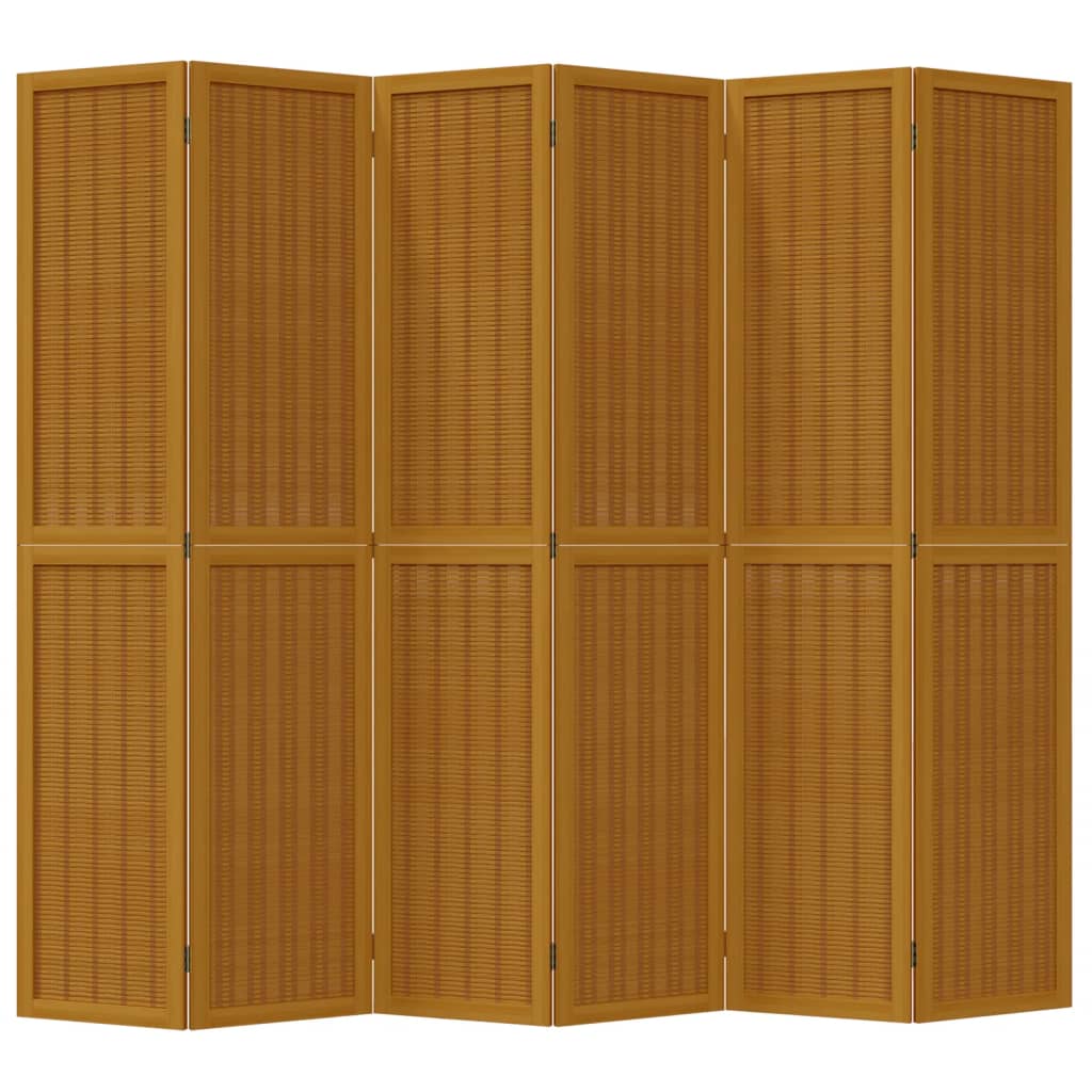 Divisorio Ambienti 6 Pannelli Marrone Legno Massello Paulownia