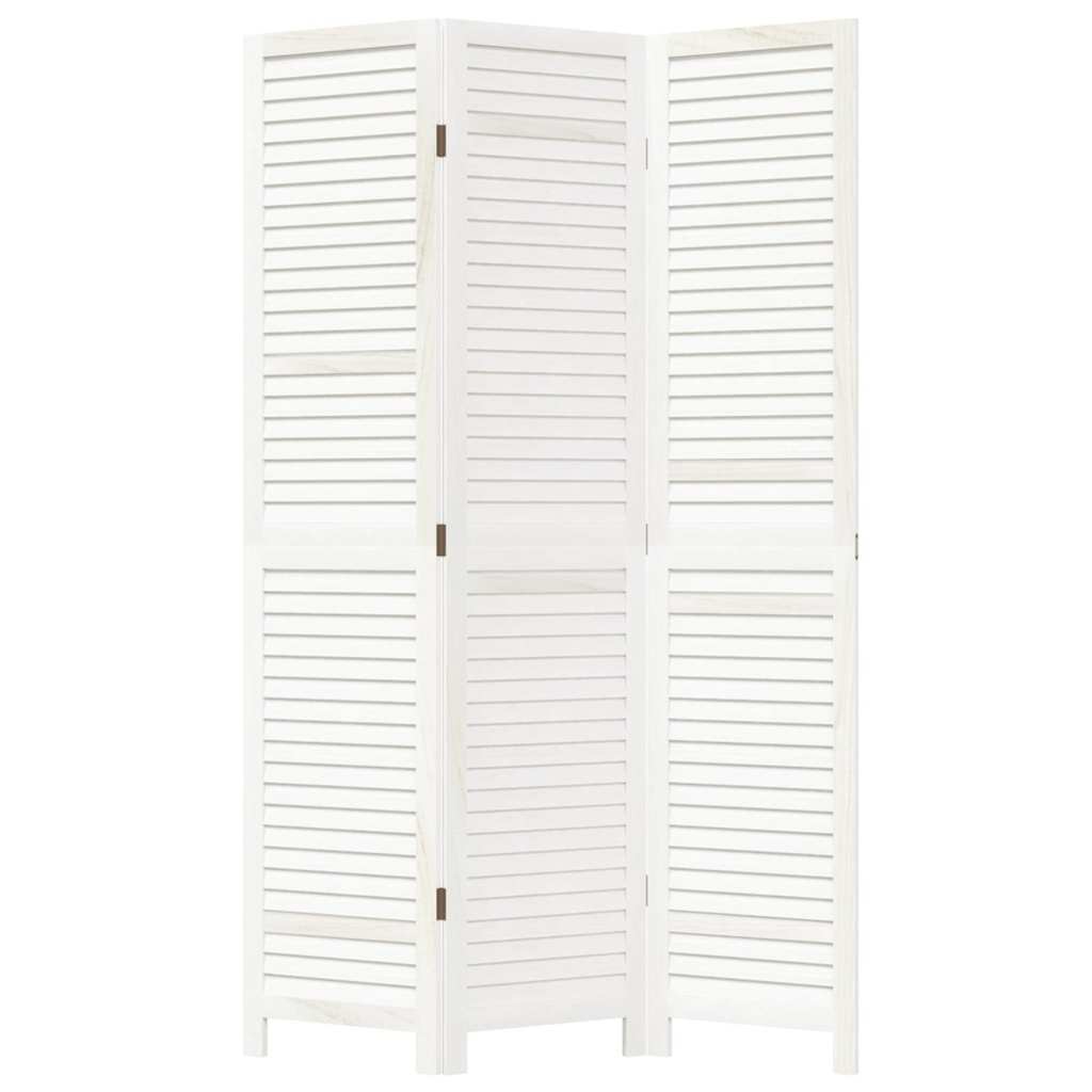 Divisorio Ambienti 3Pannelli Bianco Legno Massello di Paulownia