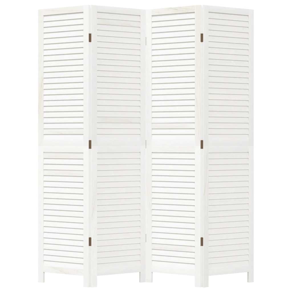 Divisorio Ambienti 4Pannelli Bianco Legno Massello di Paulownia