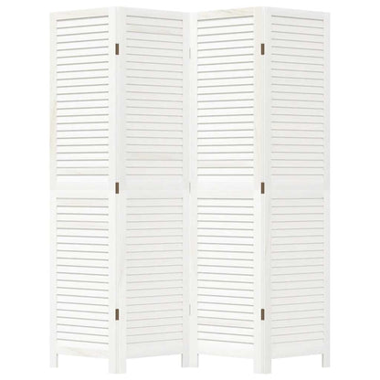 Divisorio Ambienti 4Pannelli Bianco Legno Massello di Paulownia