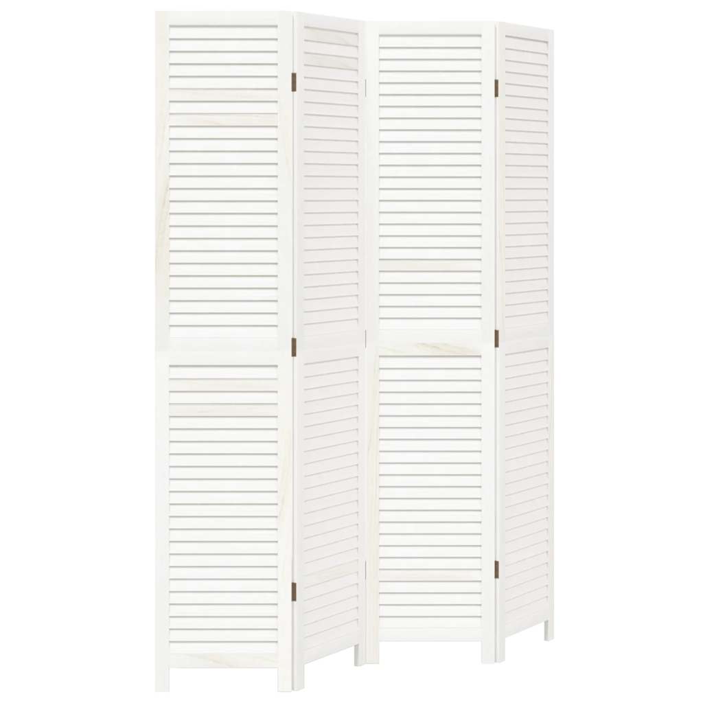 Divisorio Ambienti 4Pannelli Bianco Legno Massello di Paulownia