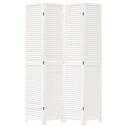 Divisorio Ambienti 4Pannelli Bianco Legno Massello di Paulownia