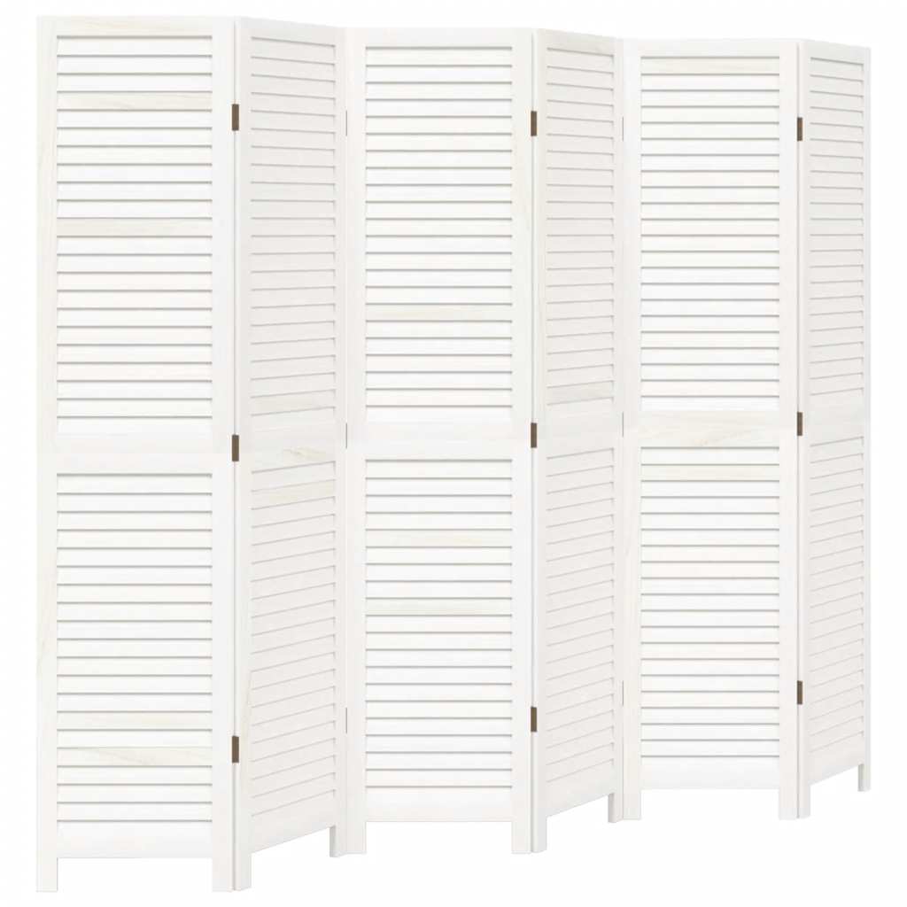 Divisorio Ambienti 6Pannelli Bianco Legno Massello di Paulownia