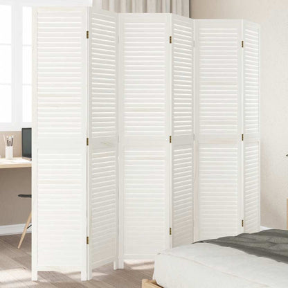 Divisorio Ambienti 6Pannelli Bianco Legno Massello di Paulownia