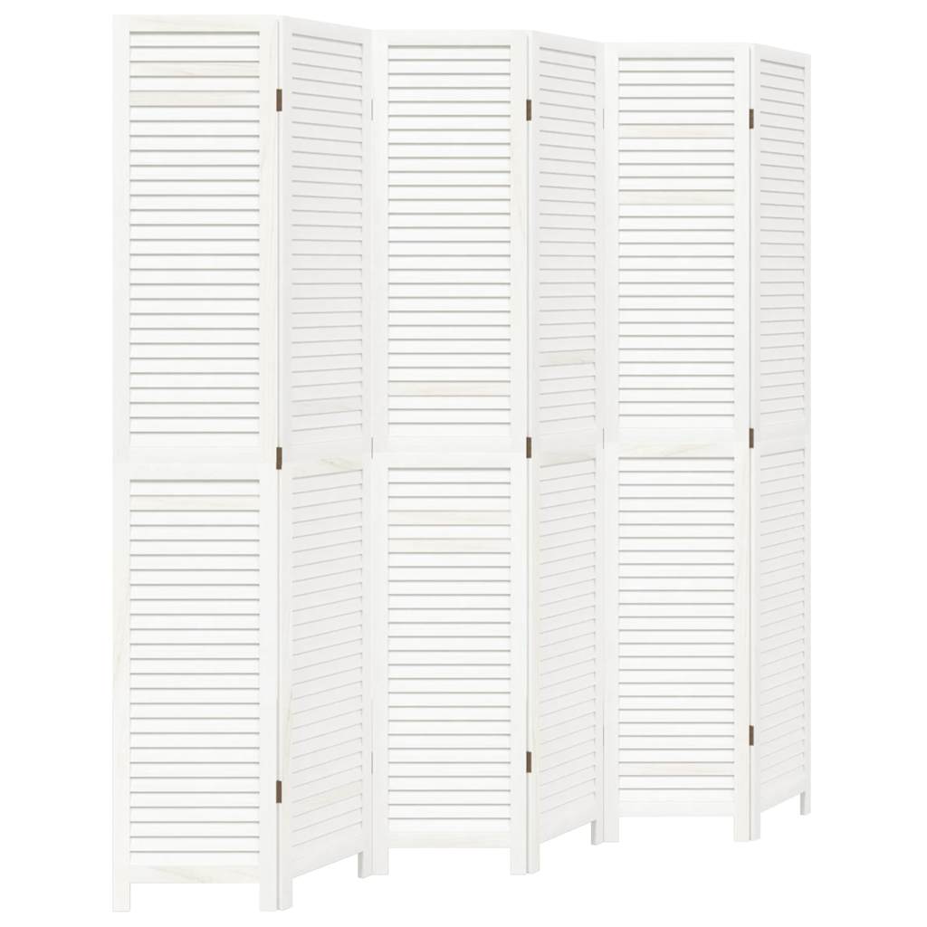 Divisorio Ambienti 6Pannelli Bianco Legno Massello di Paulownia