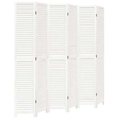 Divisorio Ambienti 6Pannelli Bianco Legno Massello di Paulownia