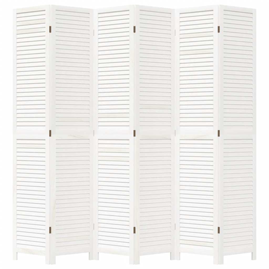 Divisorio Ambienti 6Pannelli Bianco Legno Massello di Paulownia