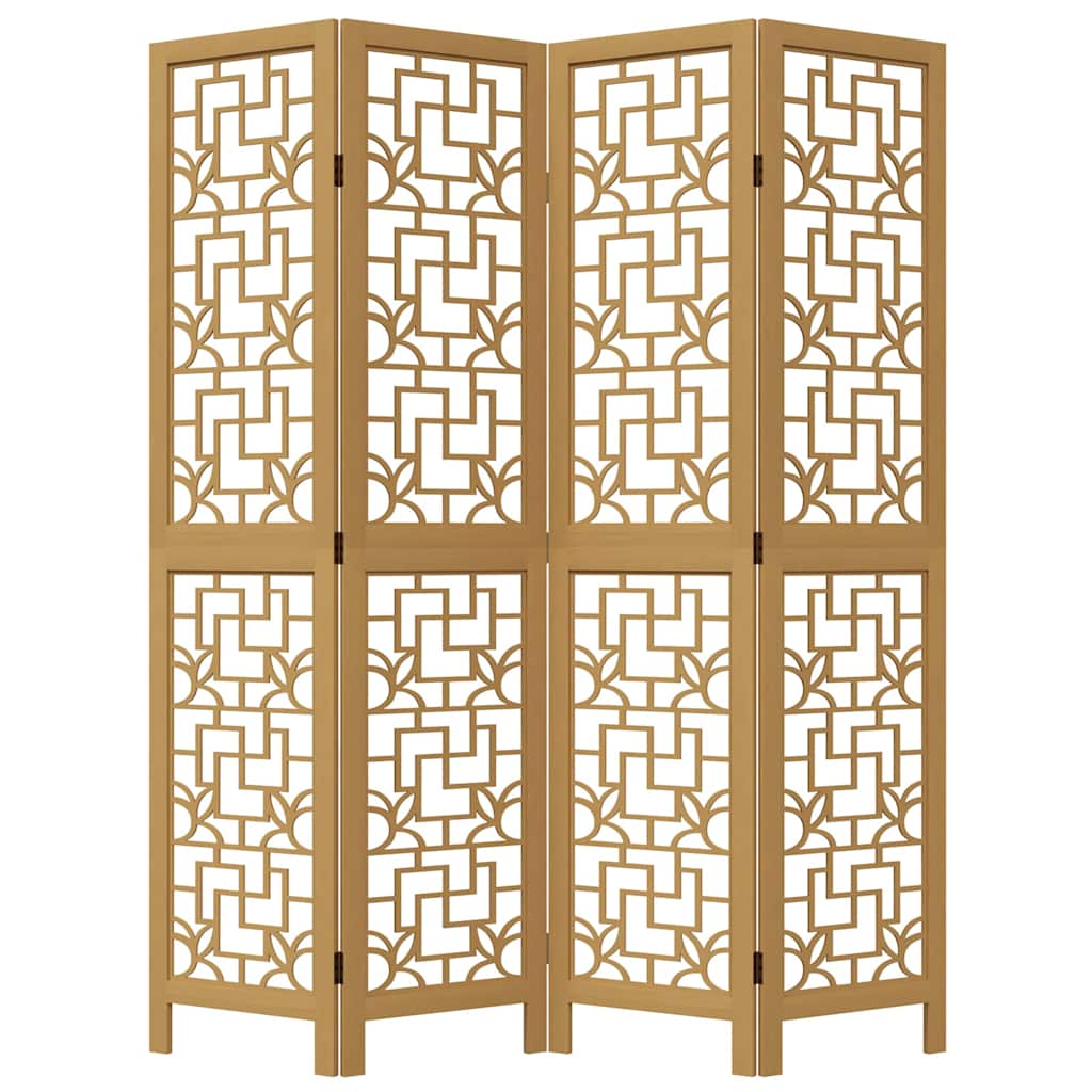 Divisorio Ambienti 4 Pannelli Marrone Legno Massello Paulownia