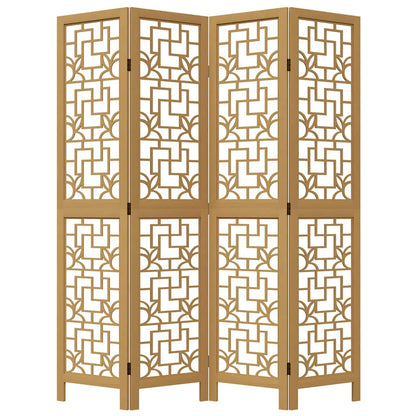Divisorio Ambienti 4 Pannelli Marrone Legno Massello Paulownia