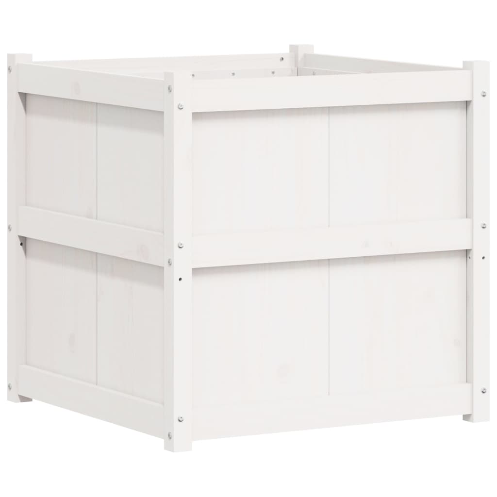 Fioriera da Giardino Bianca 70x70x70 cm Legno Massello di Pino