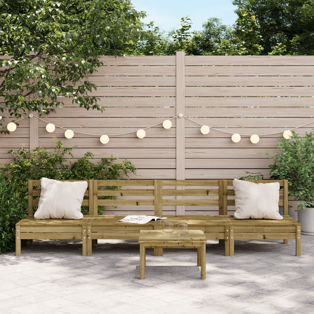 Divani Senza Braccioli da Giardino 4pz Legno di Pino Impregnato