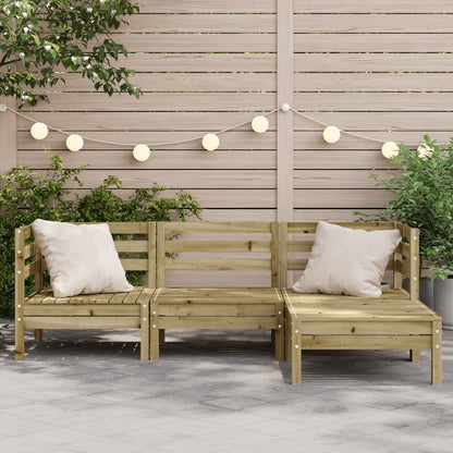 Divano da Giardino 3 Posti con Poggiapiedi Legno Massello Pino