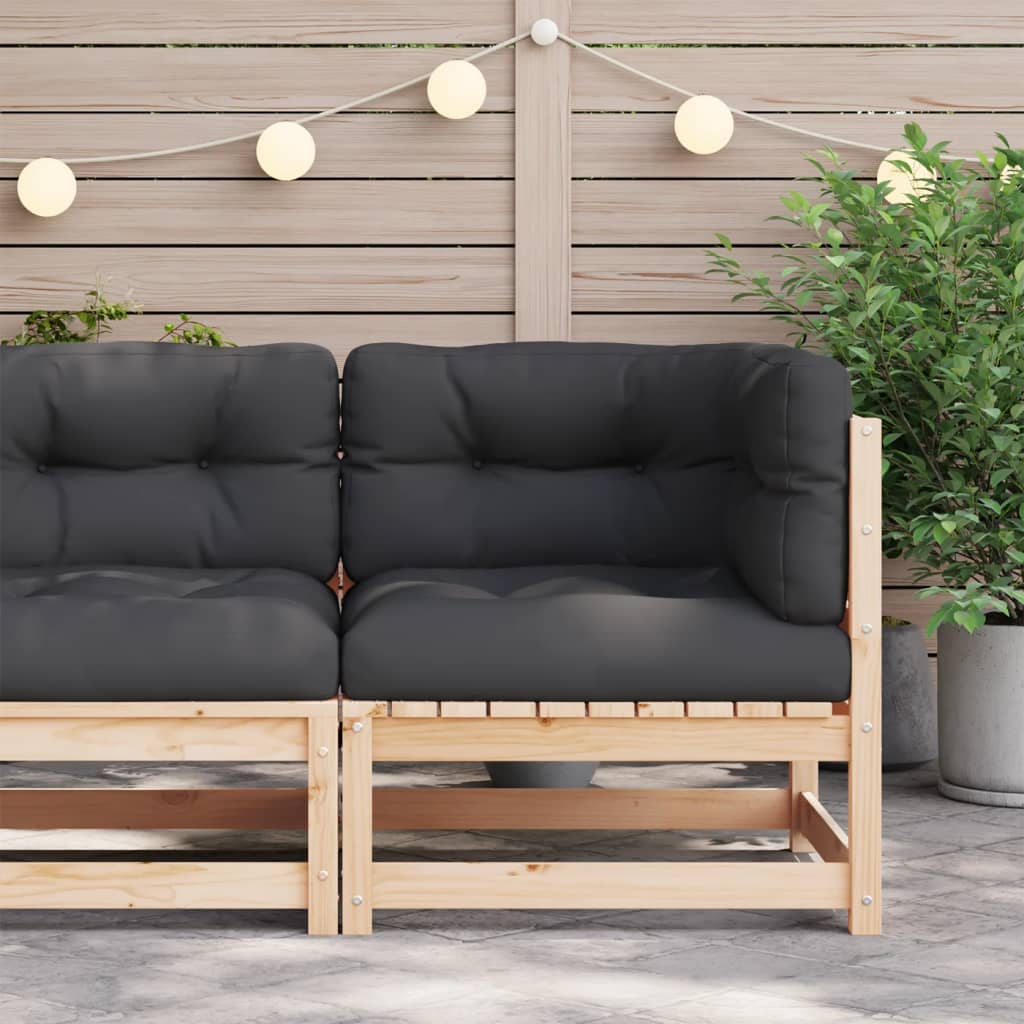 Divano Angolare da Giardino con Cuscini Legno Massello di Pino