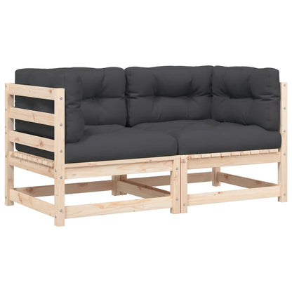 Divani Angolari da Giardino con Cuscini 2pz Legno Massello Pino