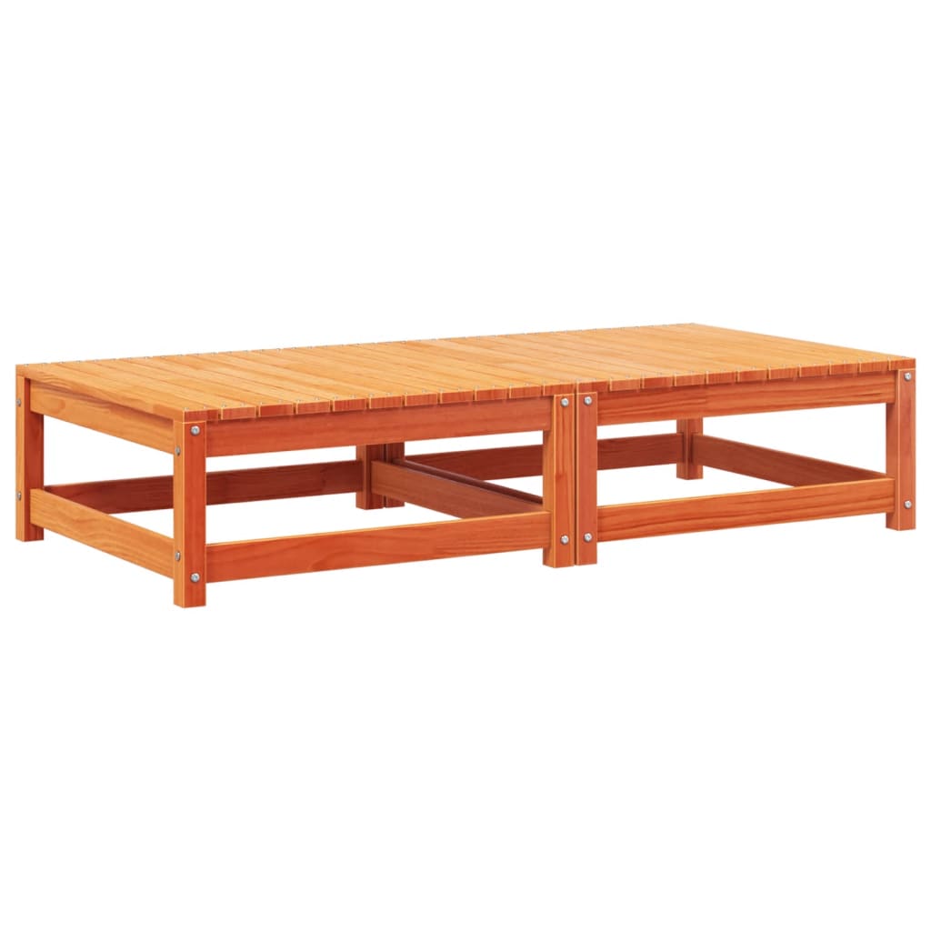Poggiapiedi Giardino con Cuscini 2pz Marrone Cera Massello Pino
