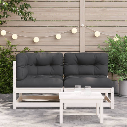 Divano Giardino con Cuscini 2 Posti Bianco Legno Massello Pino