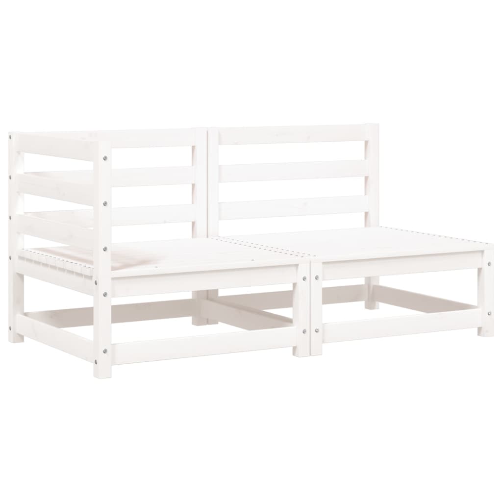 Divano Giardino con Cuscini 2 Posti Bianco Legno Massello Pino