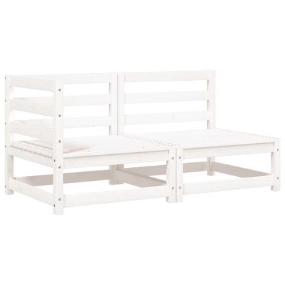 Divano Giardino con Cuscini 2 Posti Bianco Legno Massello Pino