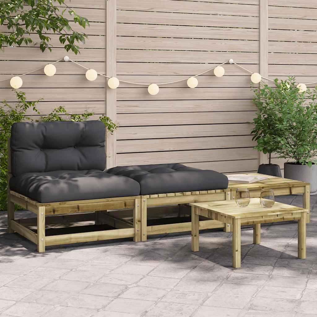 Divano da Giardino Senza Braccioli con Cuscini e Poggiapiedi