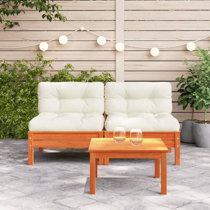 Divano Giardino Senza Braccioli Cuscini 2pz Marrone Cera Pino