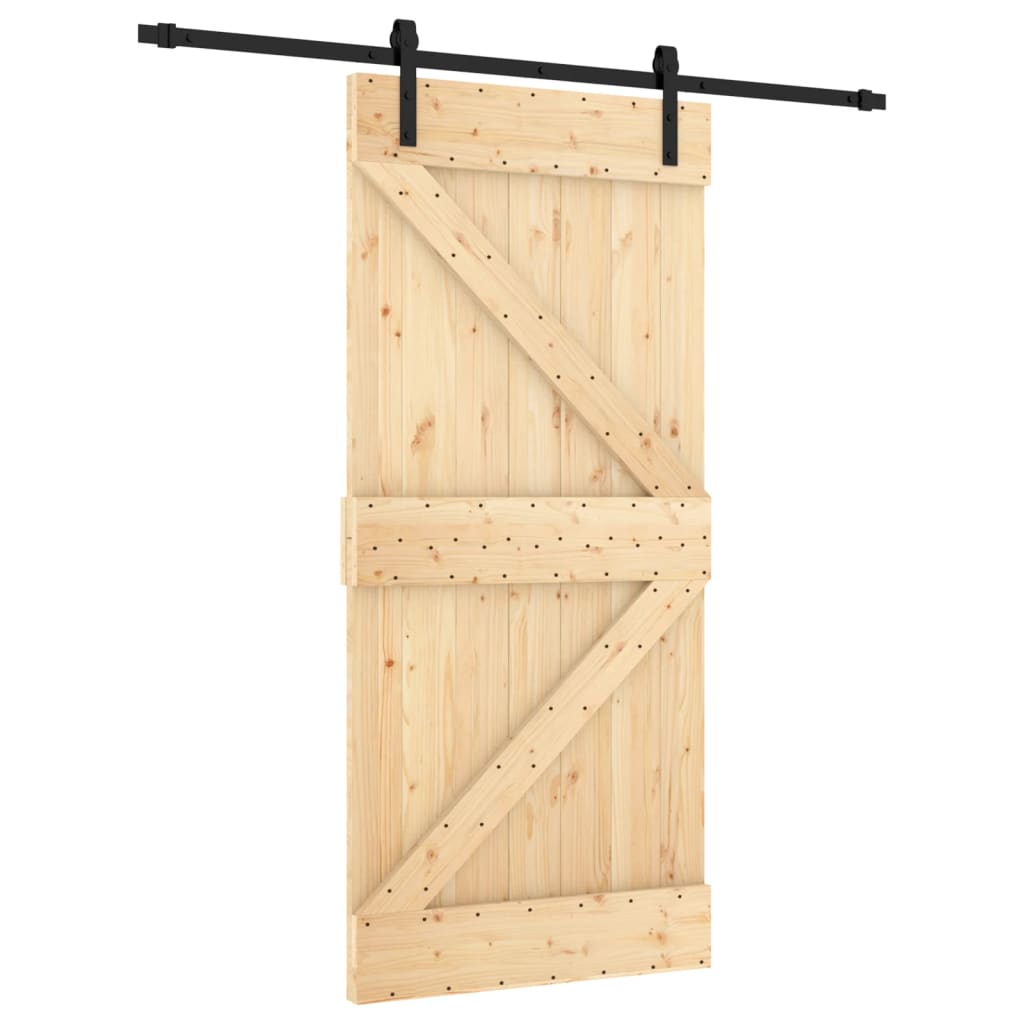 Porta Scorrevole con Set Hardware 95x210 cm Legno Massello Pino