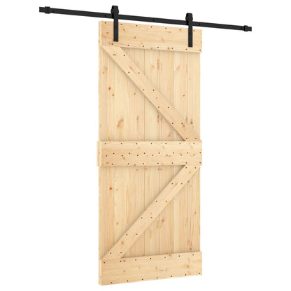 Porta Scorrevole con Set Hardware 95x210 cm Legno Massello Pino