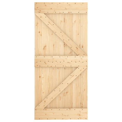 Porta Scorrevole con Set Hardware 95x210 cm Legno Massello Pino