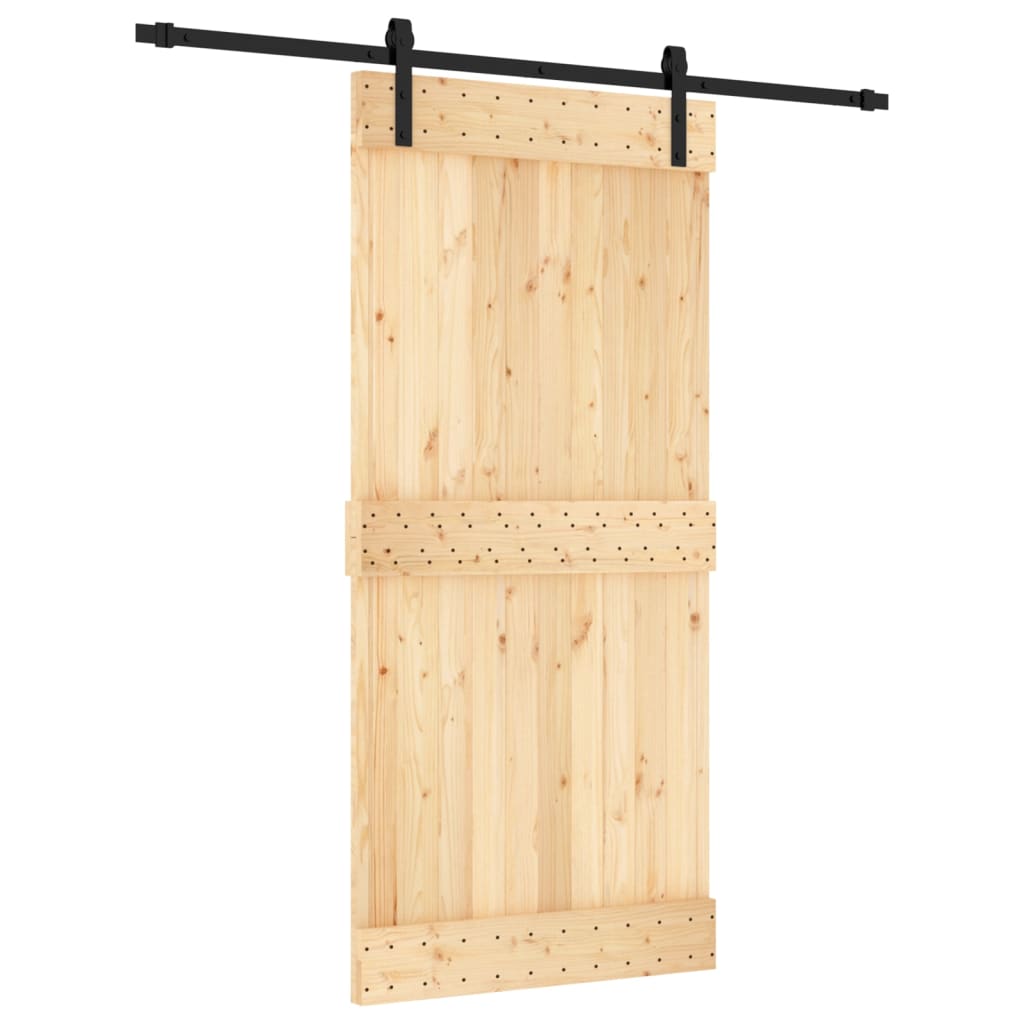 Porta Scorrevole con Set Hardware 95x210 cm Legno Massello Pino