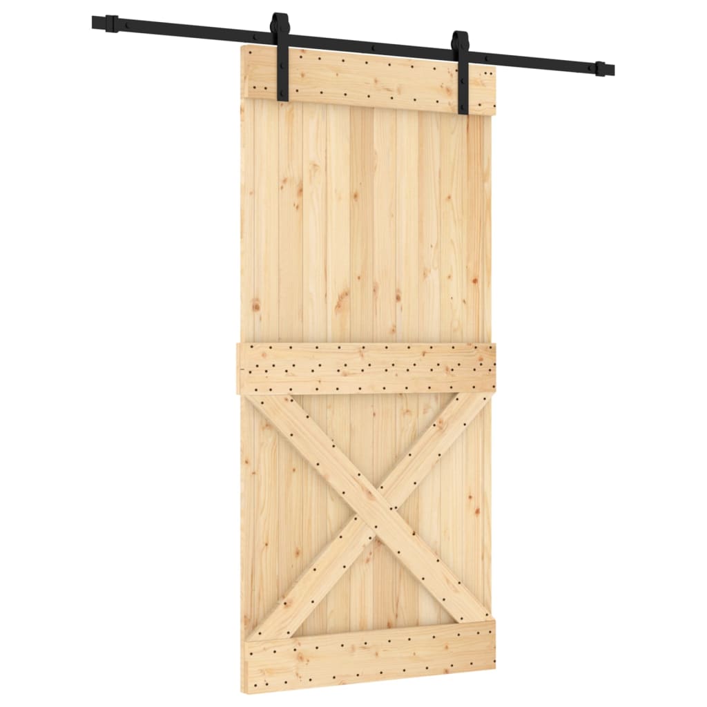 Porta Scorrevole con Set Hardware 95x210 cm Legno Massello Pino