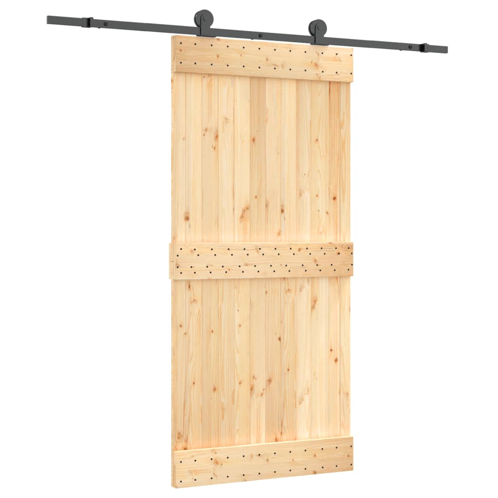 Porta Scorrevole con Set Hardware 95x210 cm Legno Massello Pino