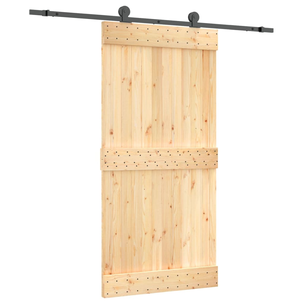 Porta Scorrevole con Set Hardware 100x210cm Legno Massello Pino
