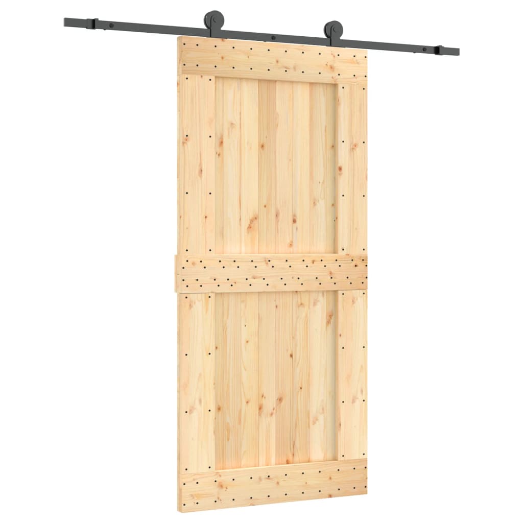 Porta Scorrevole con Set Hardware 95x210 cm Legno Massello Pino