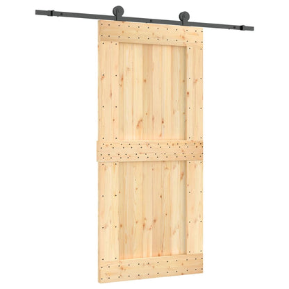 Porta Scorrevole con Set Hardware 95x210 cm Legno Massello Pino