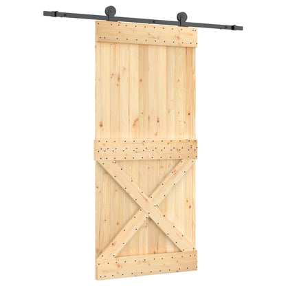 Porta Scorrevole con Set Hardware 95x210 cm Legno Massello Pino
