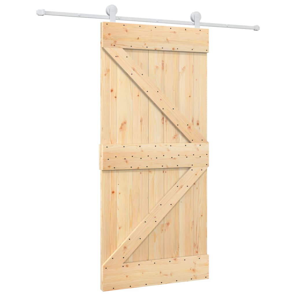 Porta Scorrevole con Set Hardware 95x210 cm Legno Massello Pino