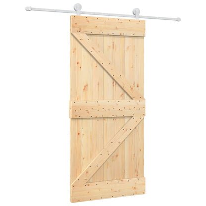 Porta Scorrevole con Set Hardware 95x210 cm Legno Massello Pino